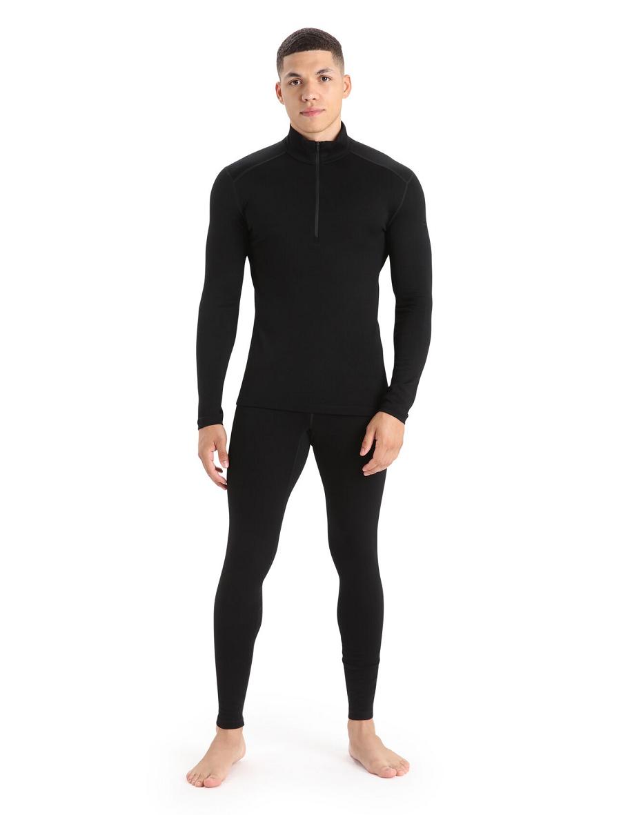 Icebreaker Merino 260 Tech Long Sleeve Half Zip Thermal Top Férfi Base Layers Fekete | HU 1387UZGT